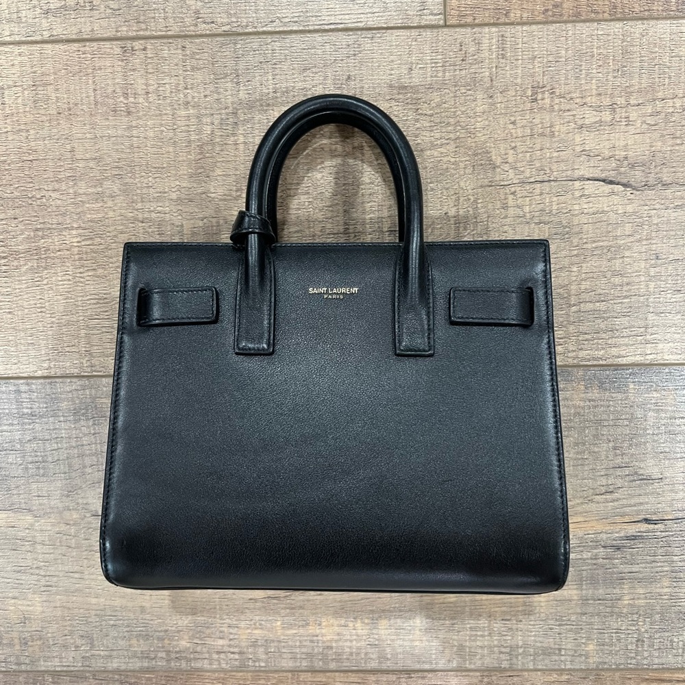 Saint Laurent Sac De Jour Nano Soft Black Leather Satchel Bag and Gold Hardware